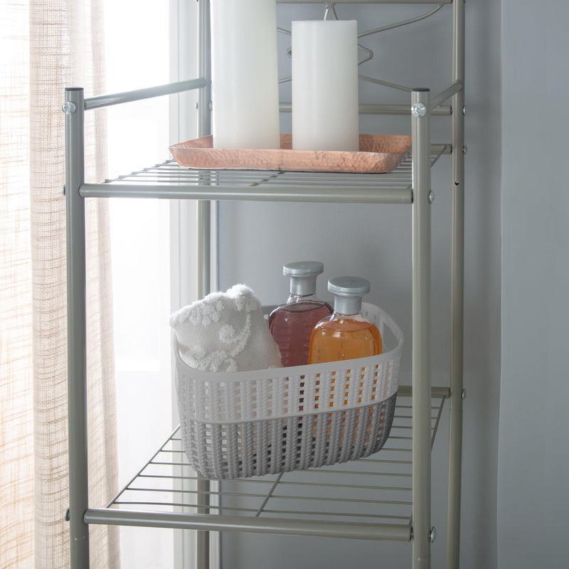 Simplify 2 Tone Sailor Knot Plastic Storage Tote | Decorative Basket | Closet Organization | De-clutter | Accessories | Toys | Bathroom Organization | Small | Grey/Grey - Image 2